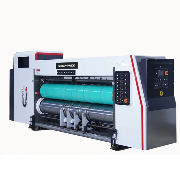 Rotary die-cut unit integrated with a flexo printing line
