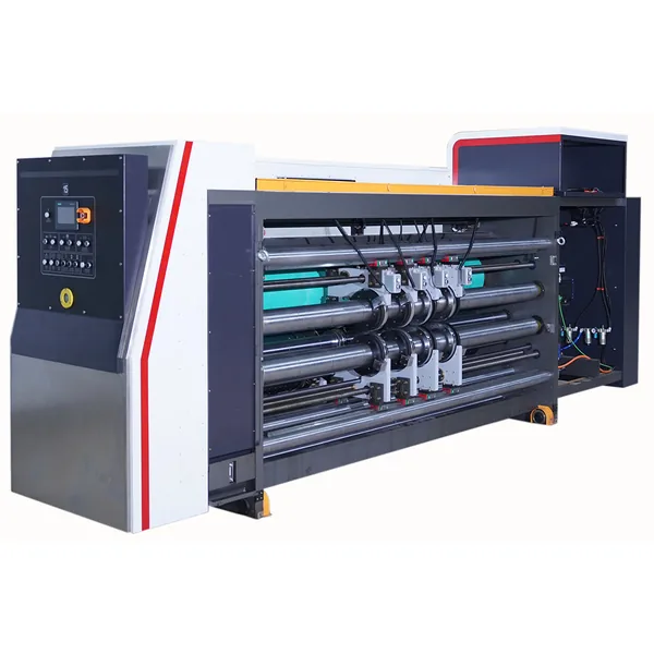 Slotter unit of a combined flexo printing and converting line